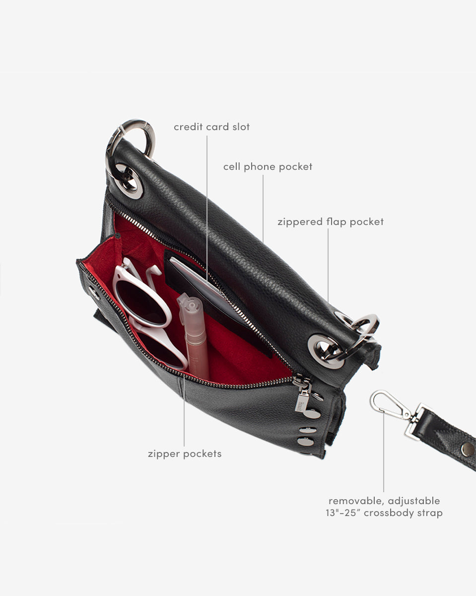 Montana Black Women's Zippered Leather Crossbody Bag Hammitt HAMMITT