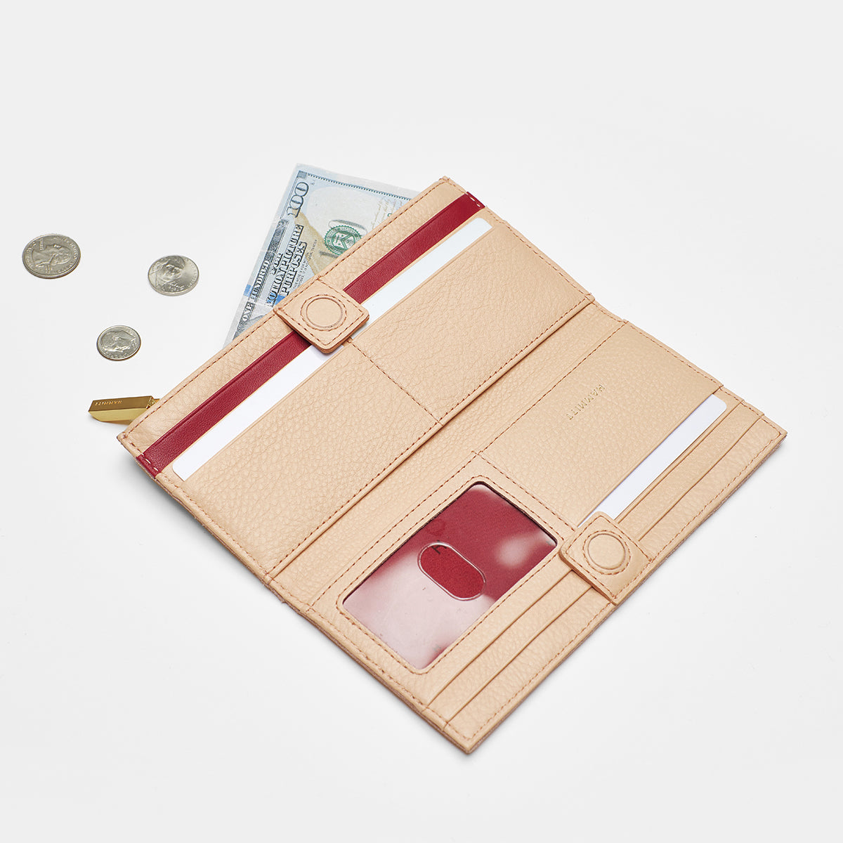 110 North-Champagne Pink Peblle Essential Folding Wallet | Hammitt ...